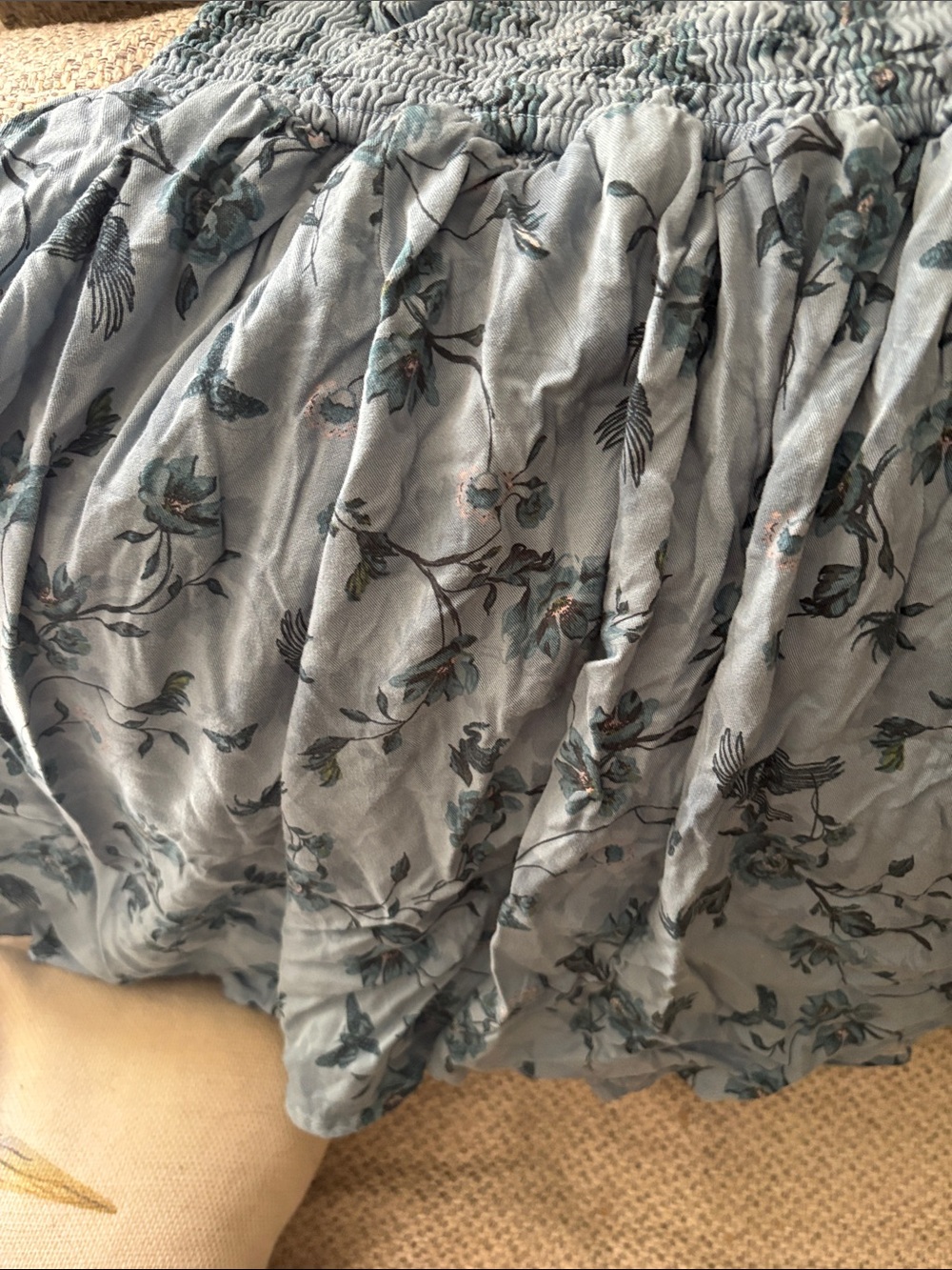 Light Blue Floral Smocked Waist Circle Skort